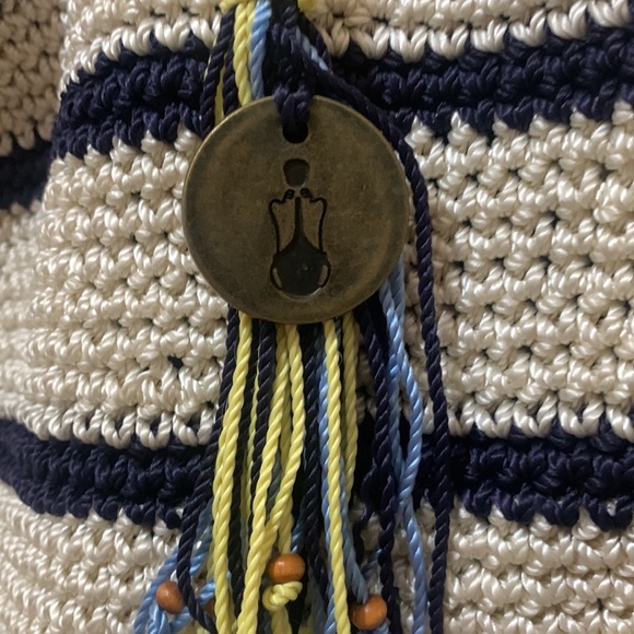 The SAK Riviera Navy Blue/White Crochet Shoulder Bag Purse NWOT - Picture 4 of 11